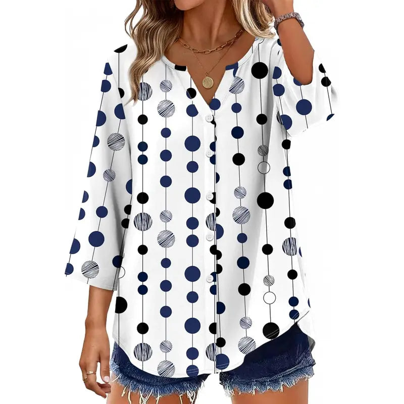 Women's 7-Piece Casual Blouse Set – Lightweight Button Front Tops