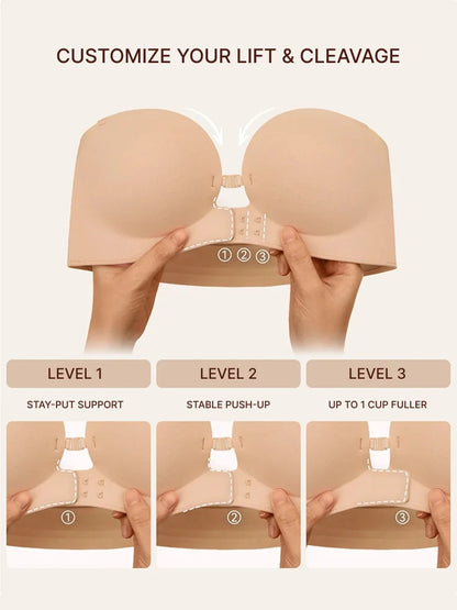 Women's Strapless Front Closure Push-Up Bra