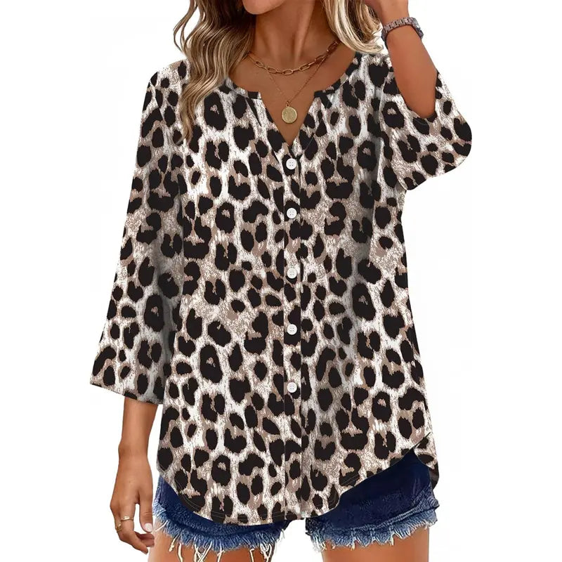Women's 7-Piece Casual Blouse Set – Lightweight Button Front Tops