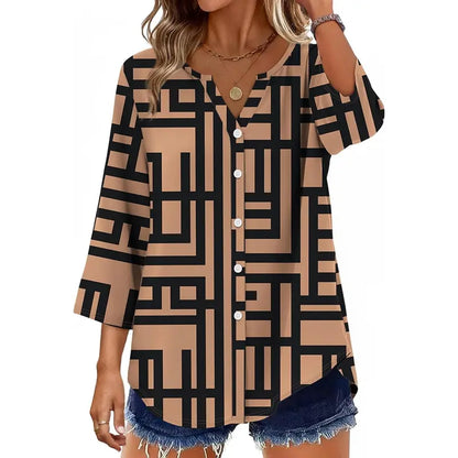 Women's 7-Piece Casual Blouse Set – Lightweight Button Front Tops