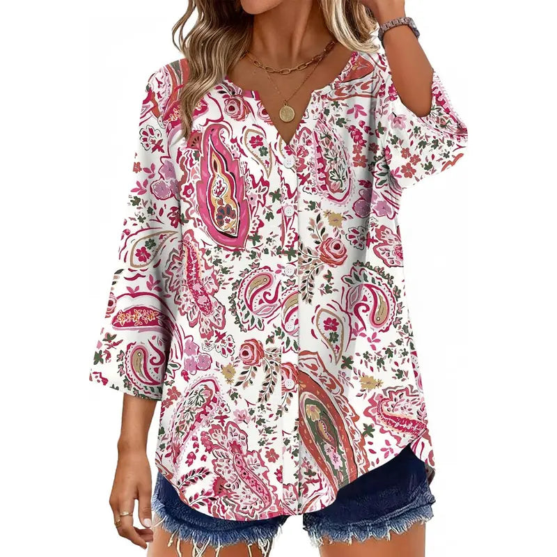 Women's 7-Piece Casual Blouse Set – Lightweight Button Front Tops