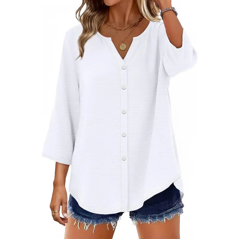 Women's 7-Piece Casual Blouse Set – Lightweight Button Front Tops