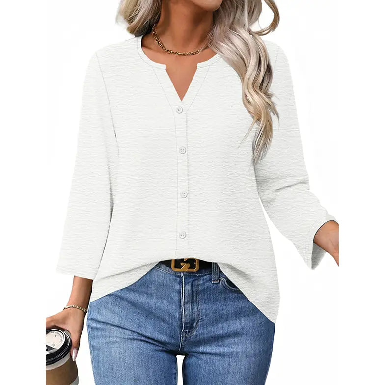 Women's 7-Piece Casual Blouse Set – Lightweight Button Front Tops